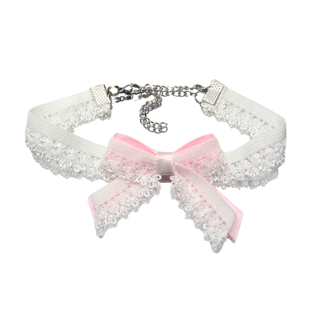 Belle White Pink Bow Anklet 