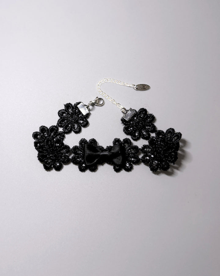 Blossom Flower Black Bow Anklet