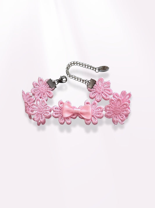 Pink Flower Anklet with Pink Bow