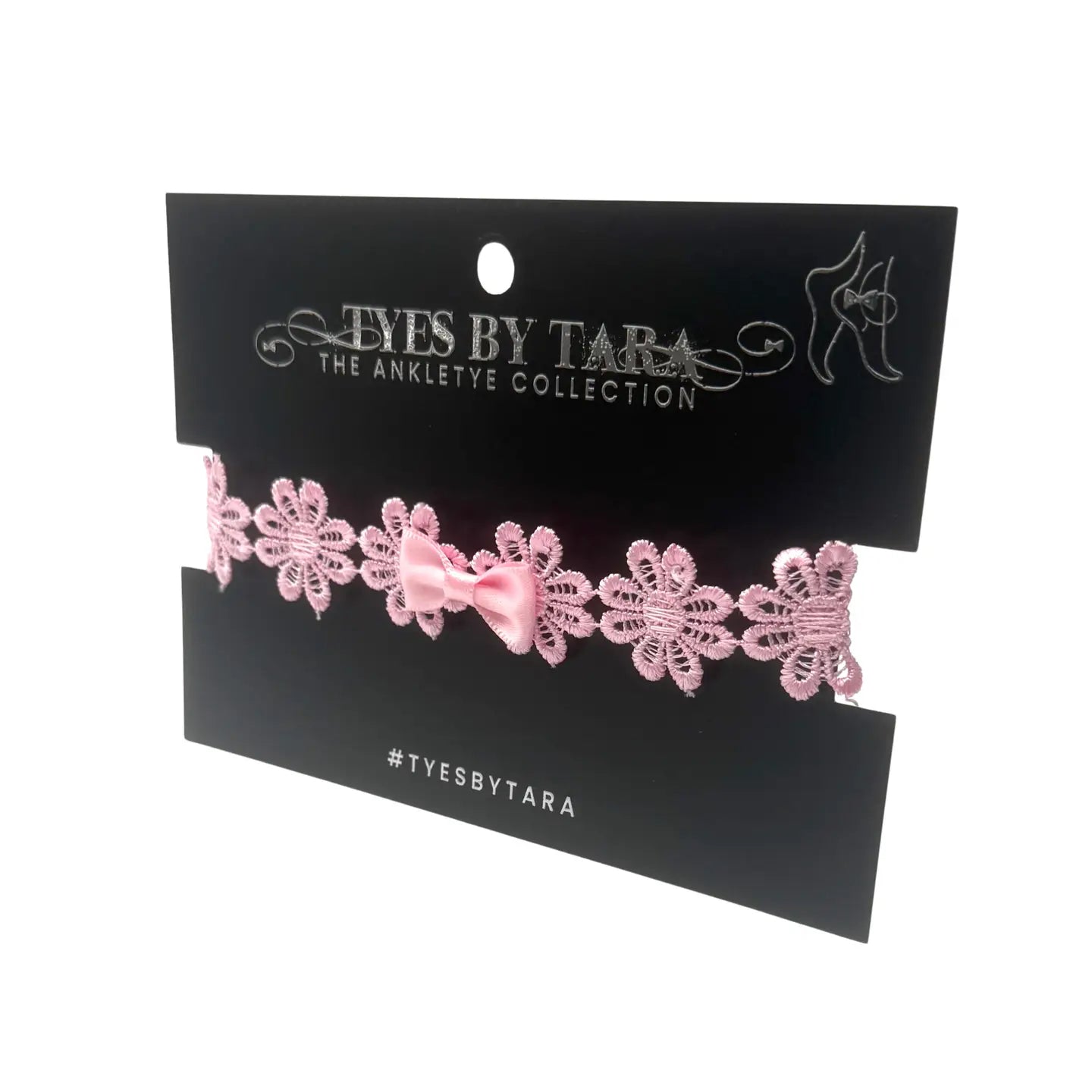 packaging view of blossom pink flower anklet 