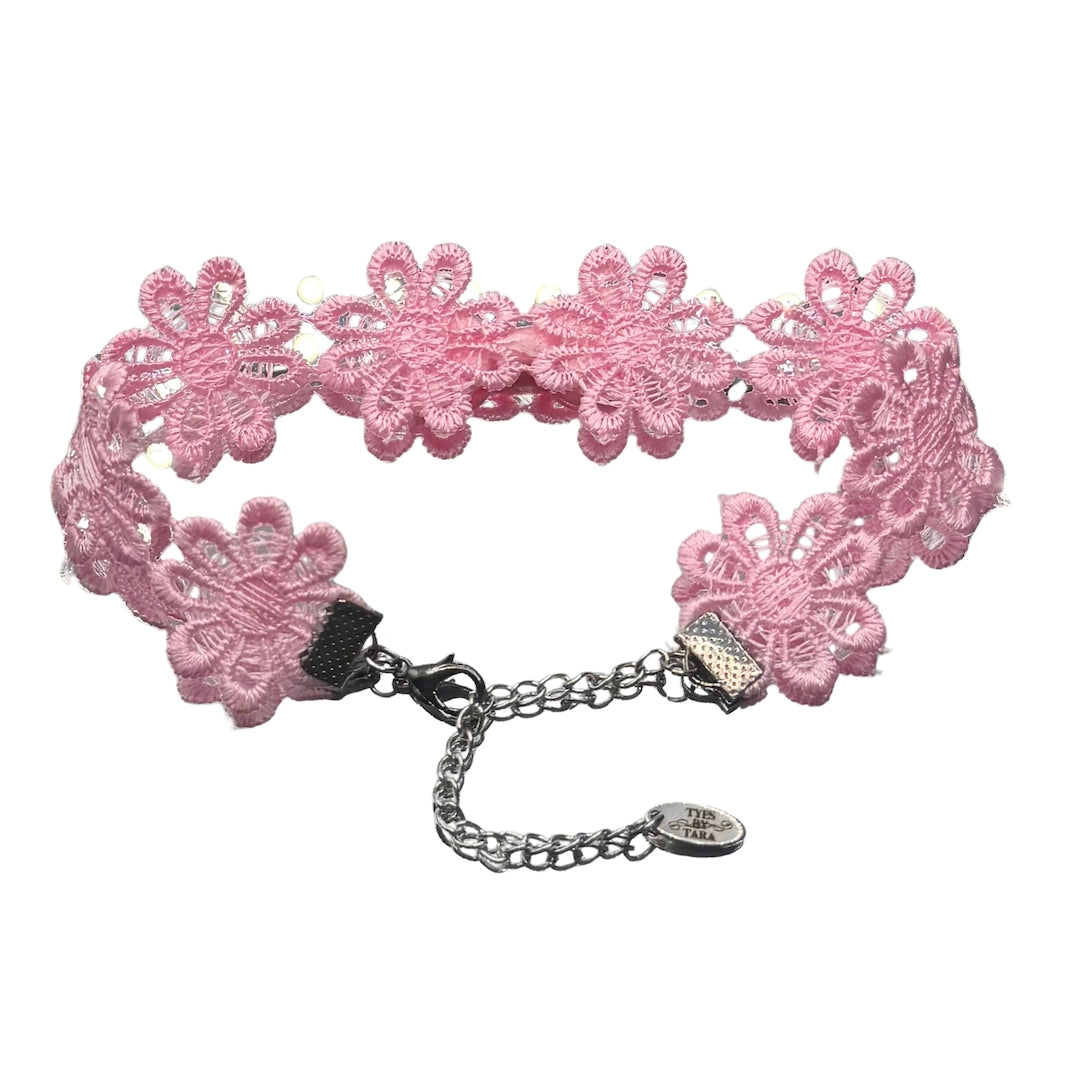 Back View of Blossom Pink Flower Anklet