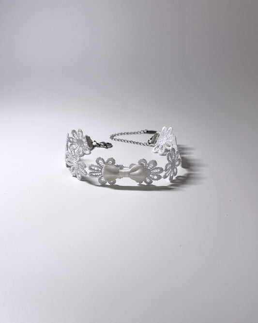 Blossom White Flower Bow Anklet 