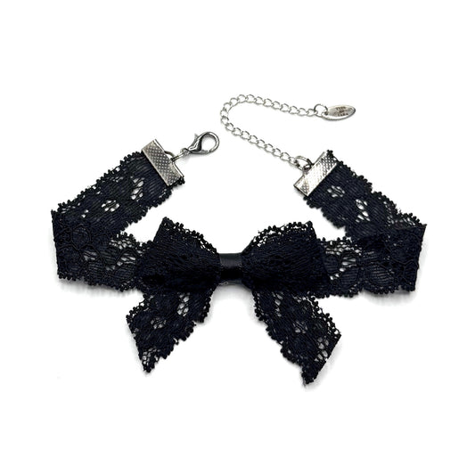 Bougee Black Lace Bow Anklet 