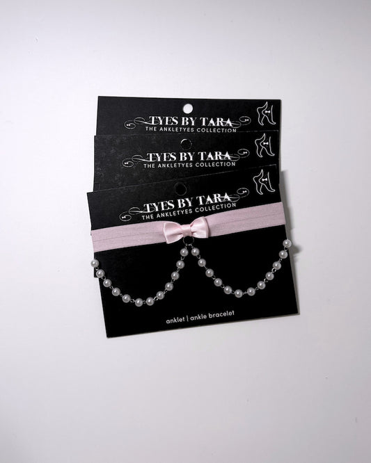 Centerfold Pearl Pink Bow Anklets in  Pack