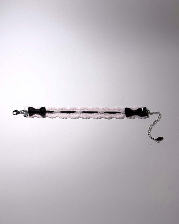 Chantilly Pink Lace Anklet on soft gray badckground flatlay