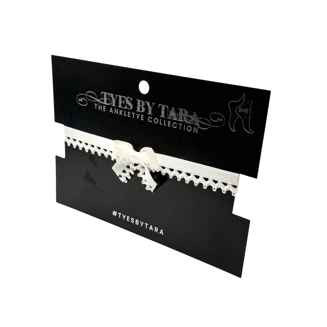 Foxy White Anklet on Black Card