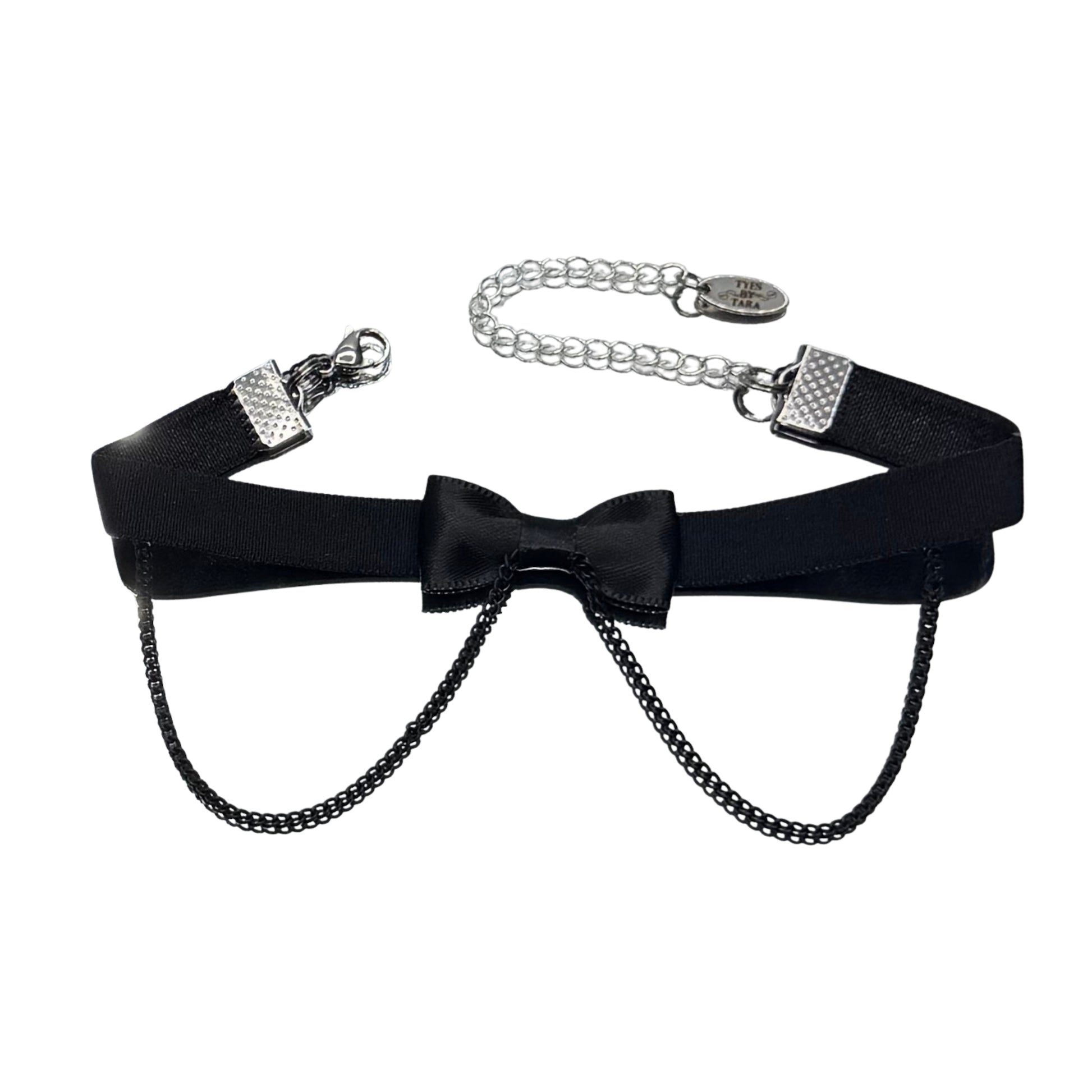 heartbreaker black bow anklet with black chain