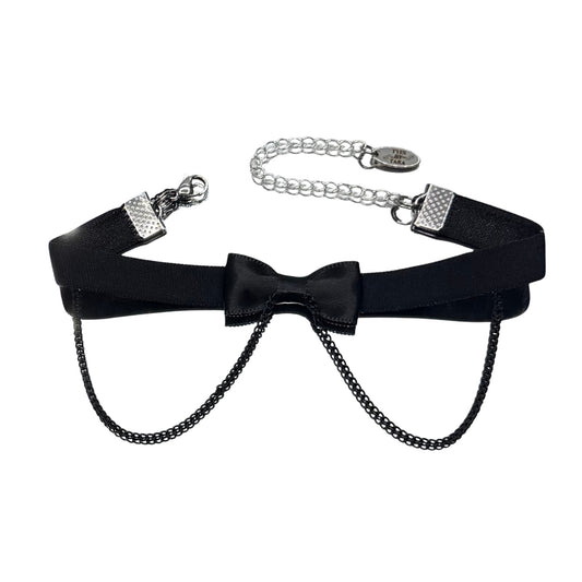 heartbreaker black bow anklet with black chain
