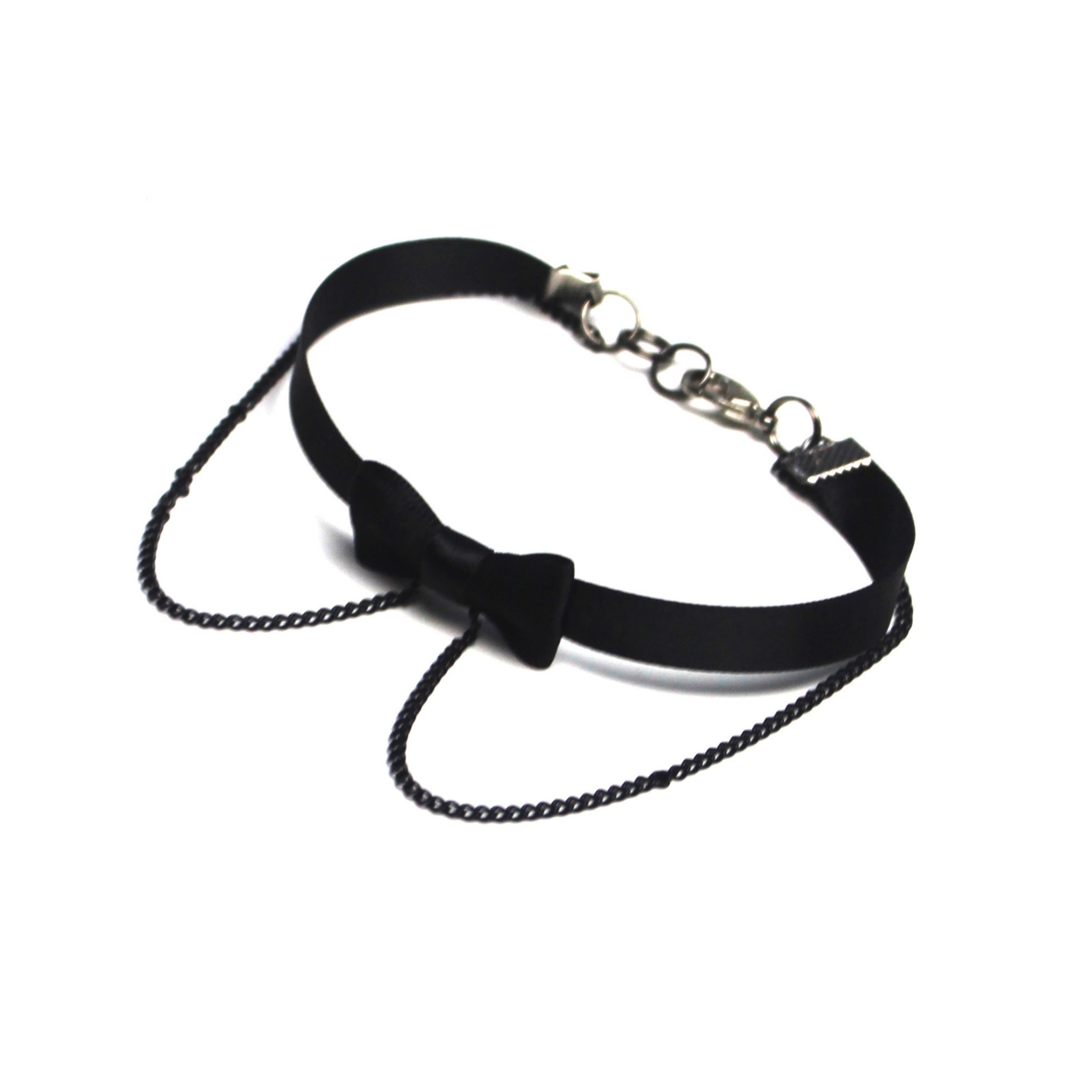 Black Bow Anklet with Black Chain