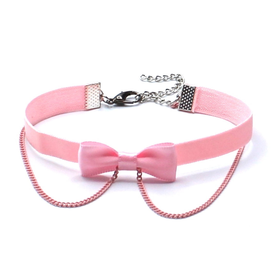 Heartbreaker Pink Bow Anklet with Pink Chain
