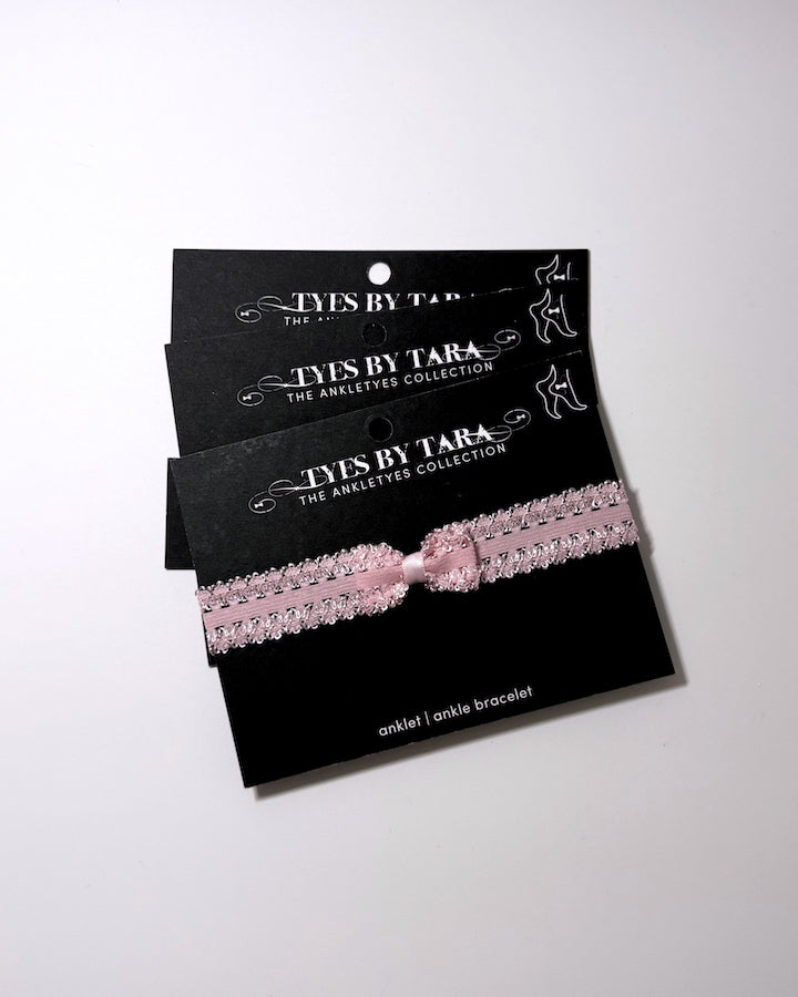 Lady Pink Bow Anklet 3 Pack