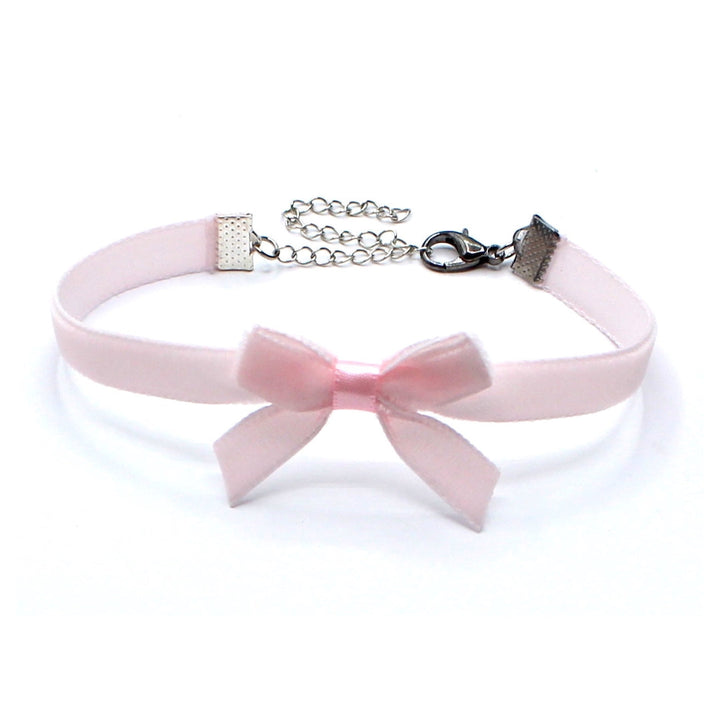 Marie Antoinette Bow Pink Velvet Anklet 