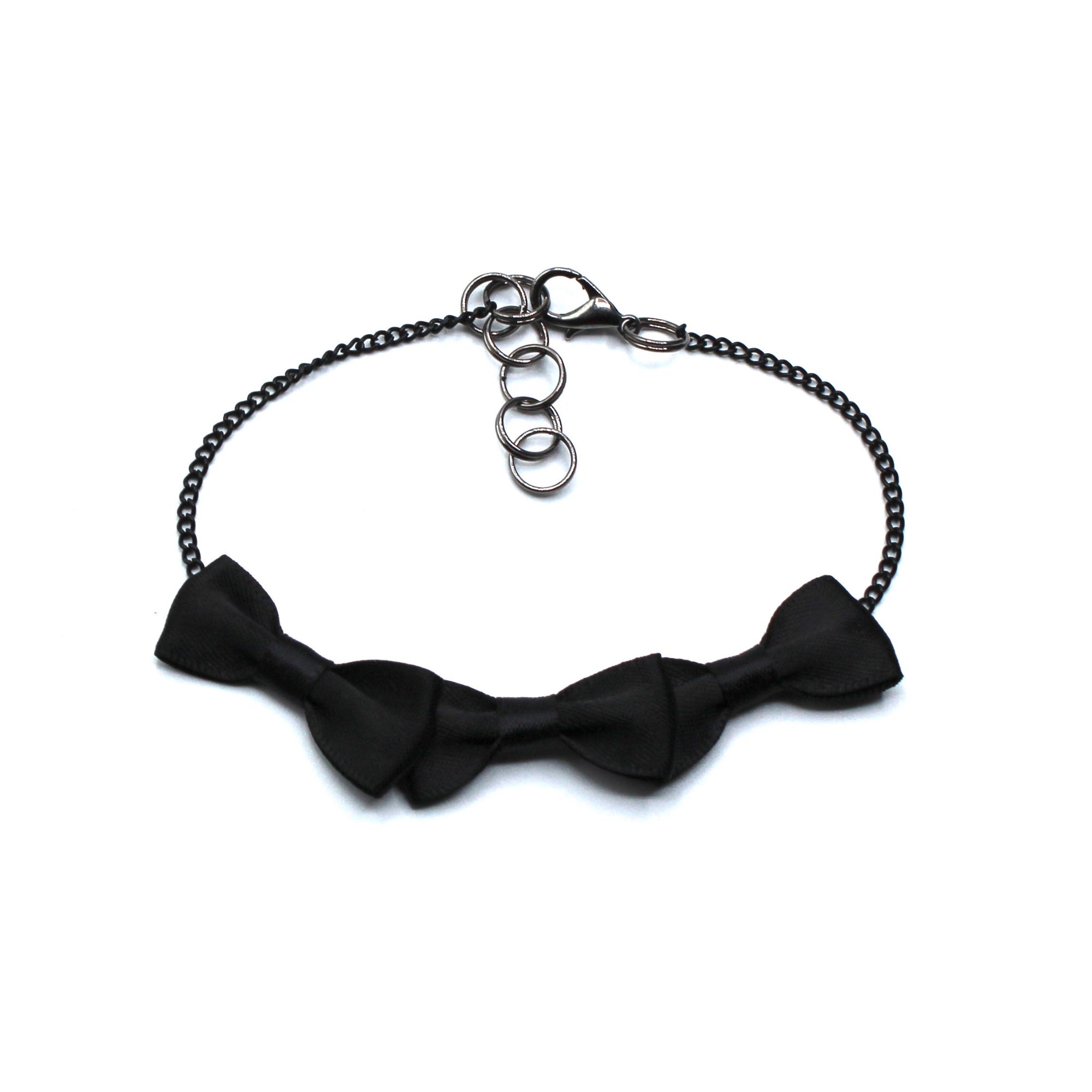 Black Bow Anklet with Three Bows