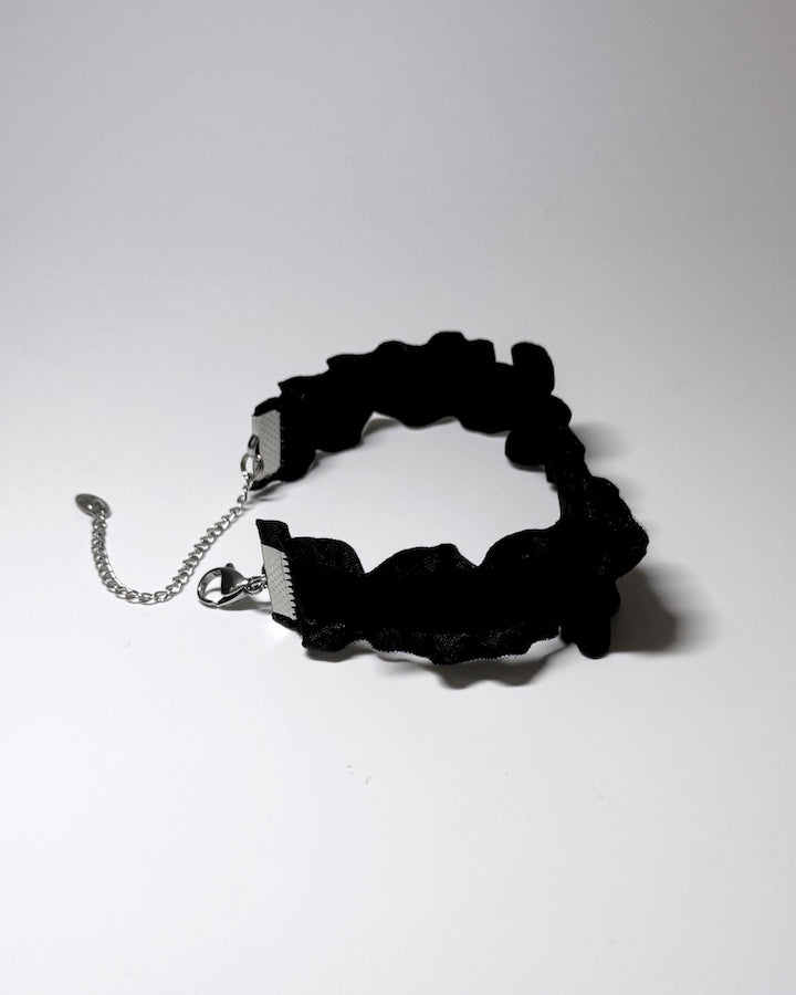 Maiden Black Ruffled Bow Anklet Side View