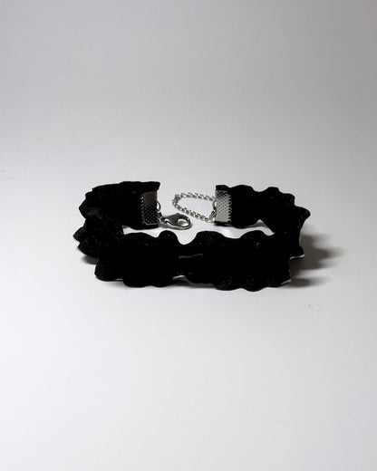 Maiden Black Ruffled Bow Anklet 