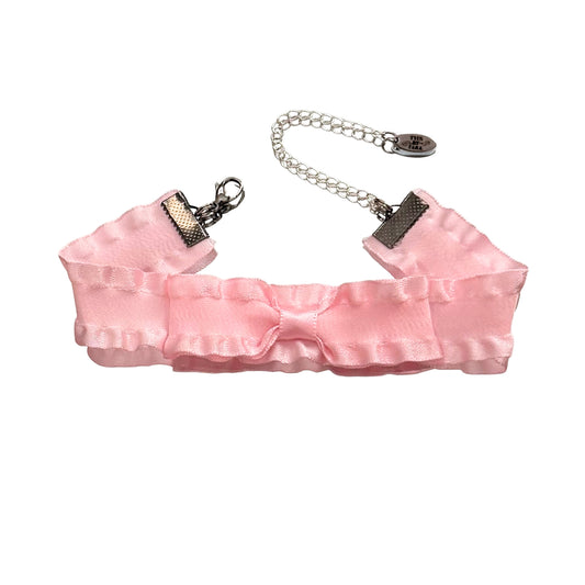 Pink Ruffled Anklet on White Background