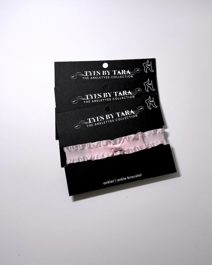 Maiden Pink Ruffled Bow Anklet three pack