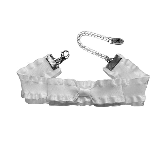 Maiden White Ruffled Anklet on White Background