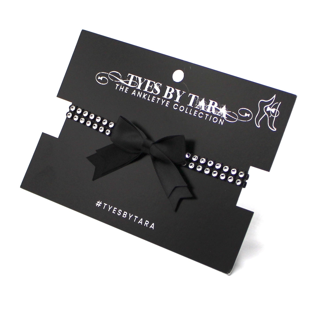 Princesa Black Bow Anklet with Sparkly Band on Black Card