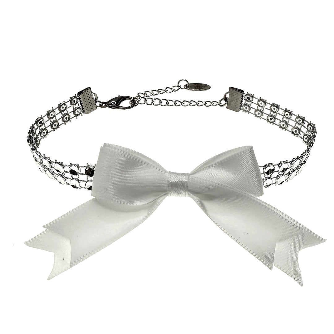 princesa white bow anklet with sparkly ankle band 