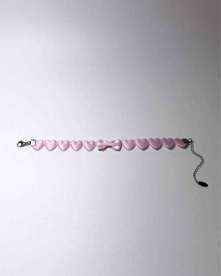 Sweetheart Pink Anklet with Pink Bow  Flatlay