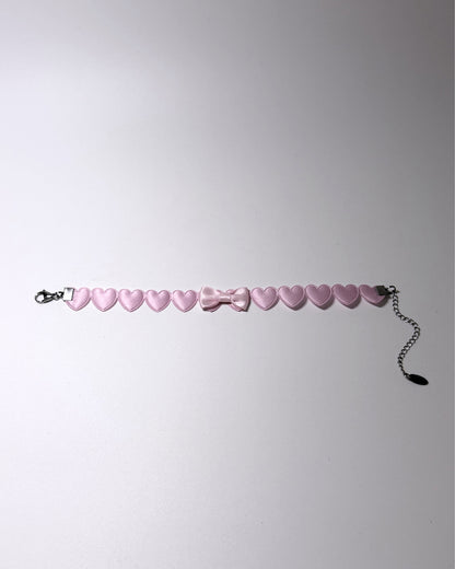 Sweetheart Pink Anklet with Pink Bow  Flatlay