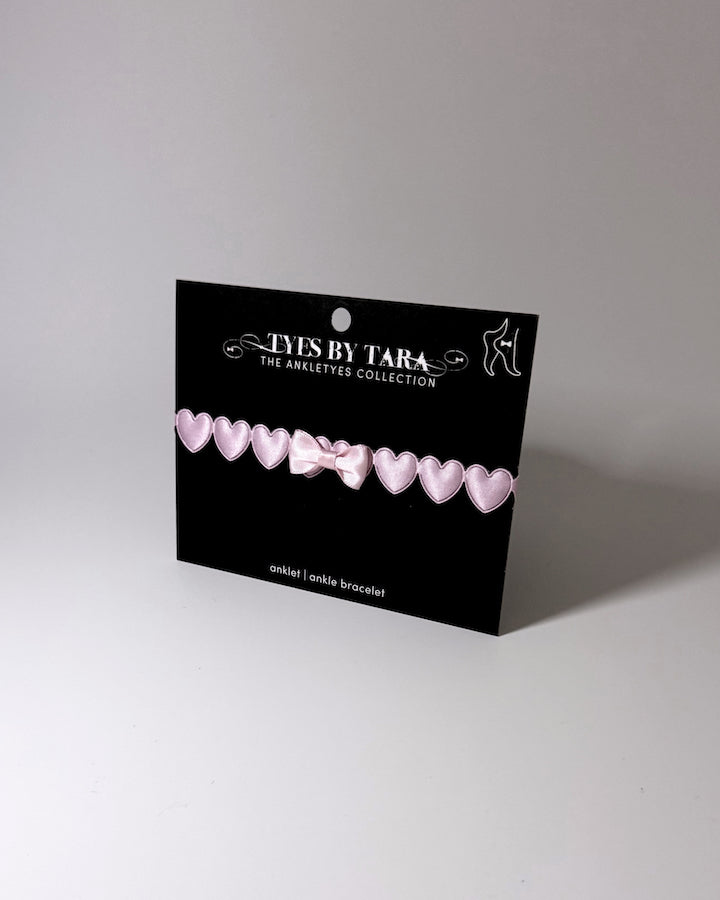 Sweetheart Pink Anklet with Pink Bow on packaging black card