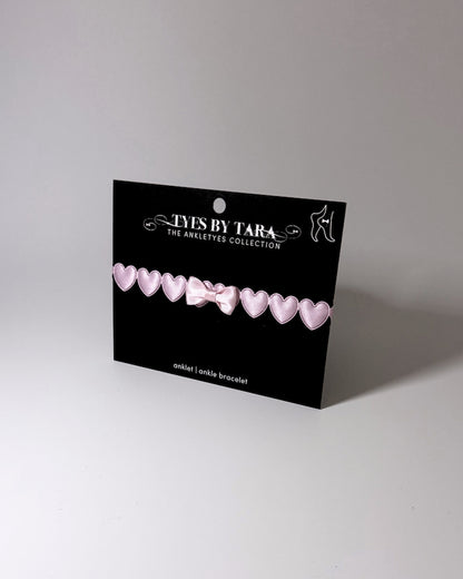 Sweetheart Pink Anklet with Pink Bow on packaging black card