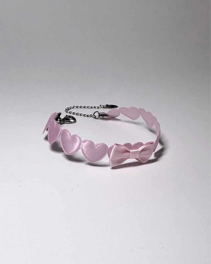 Side View of Sweetheart Pink Anklet with Pink Bow 