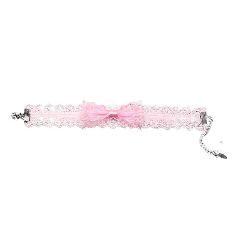 Siren Pink Lace Anklet on White Background