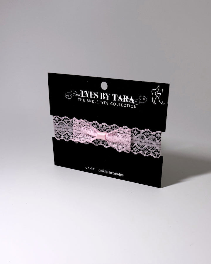 Siren Pink Lace Anklet on Black Card