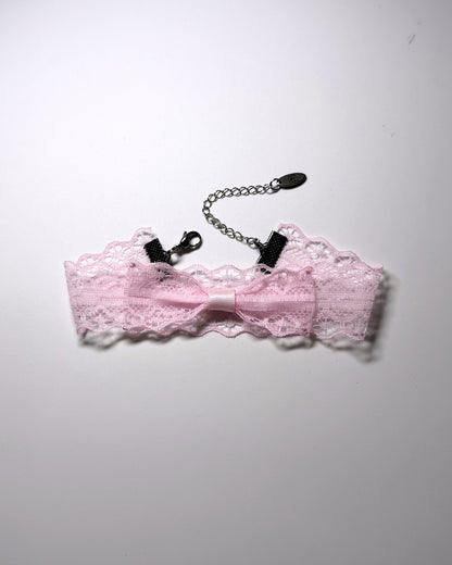 Siren Pink Lace Anklet on light gray background