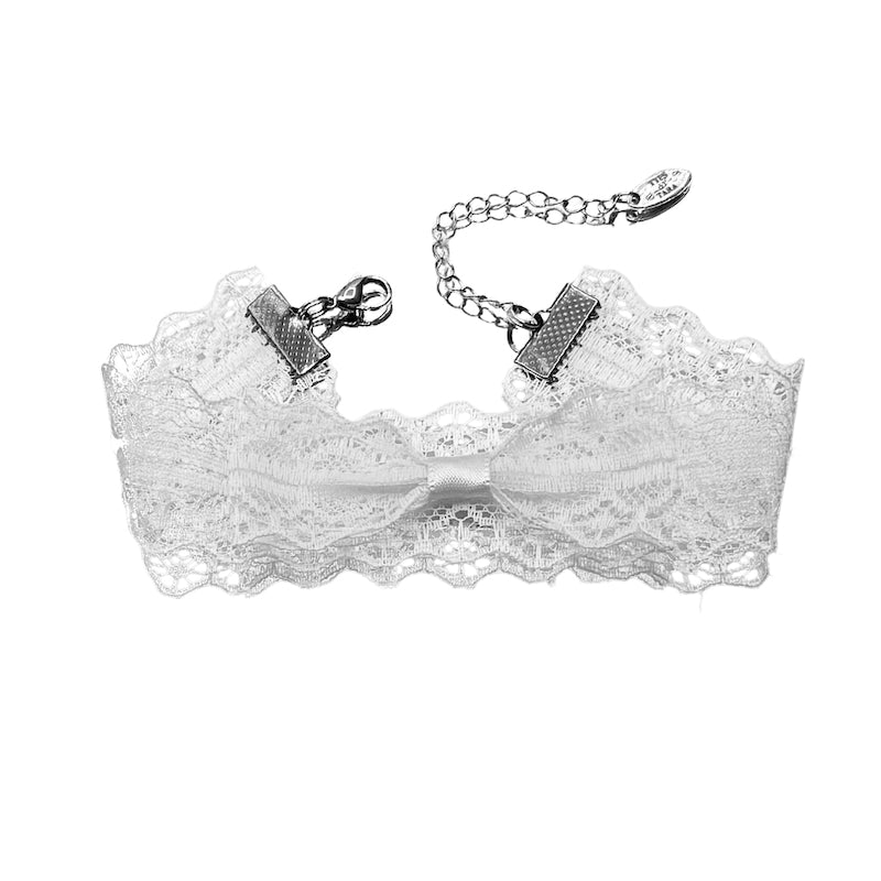 Siren White Lace Bow Anklet