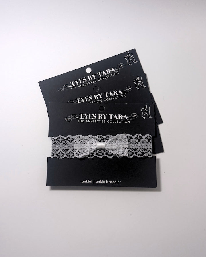 Siren White Lace Bow Anklets 3 Pack