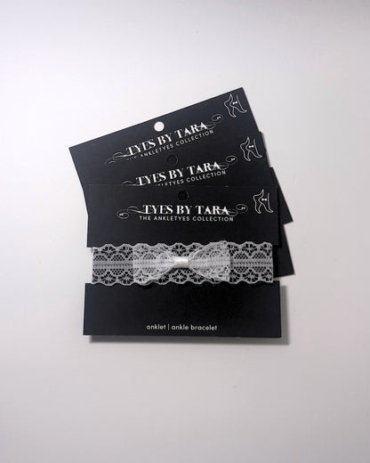 Siren White Lace Bow Anklets 3 Pack