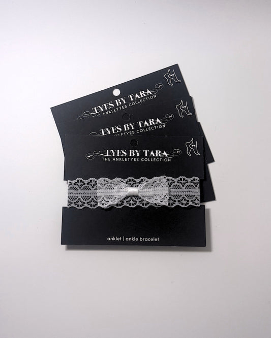 Siren White Lace Bow Anklets 3 Pack