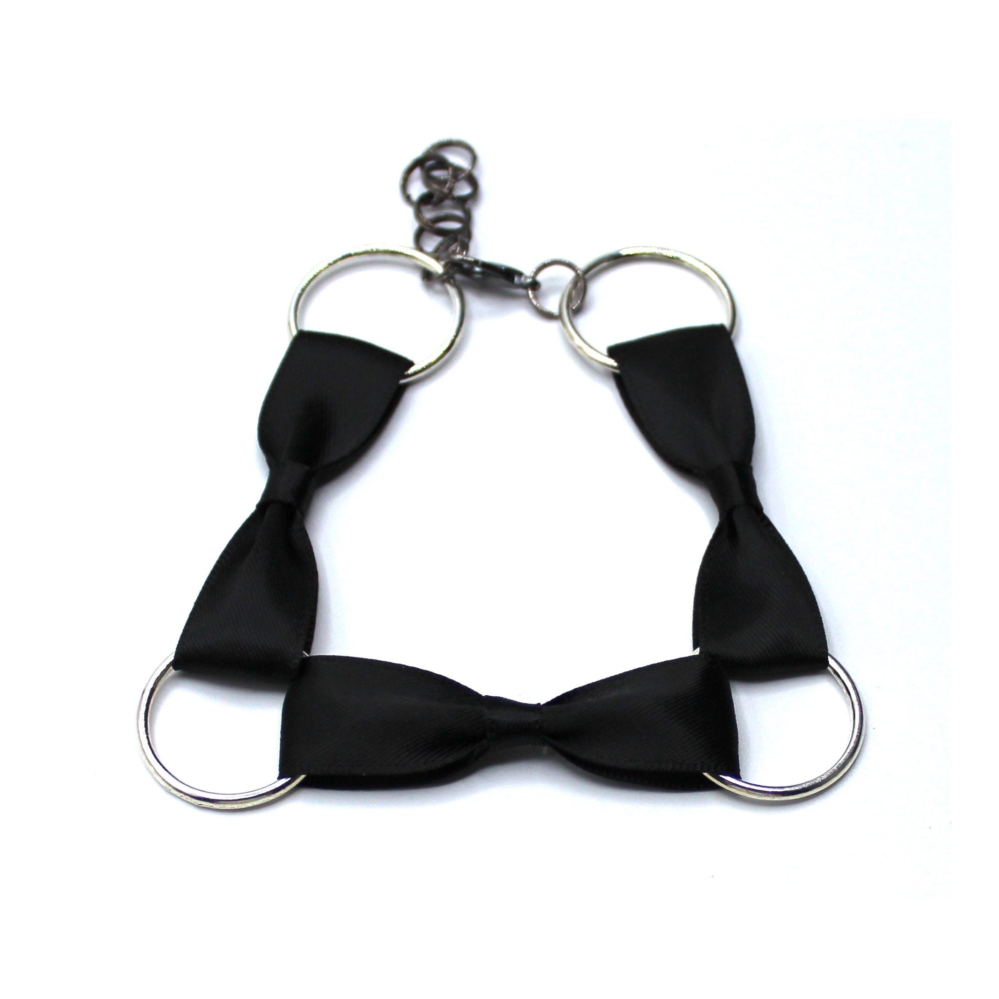 Trainwreck Black Bow Anklet with Silver Loops