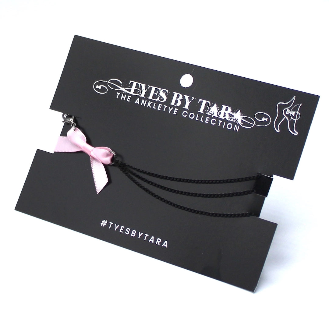 Vice Pink Bow Anklet with Layered Black Chain