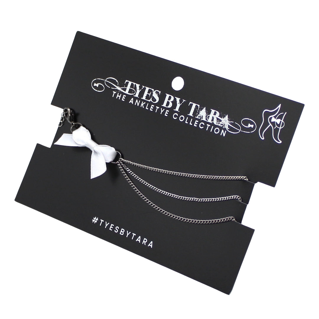 Vice White Bow Silver Chain Anklet