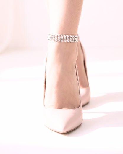 Vixen Sparkly Anklet on Model in Pink High Heels