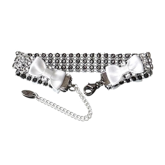 Rhinestone Mesh Anklet with White Bows