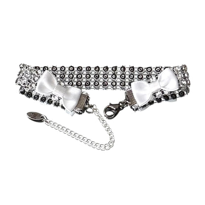 White Bow View of Vixen Sparkly Rhinestone Mesh Bow Anklet 