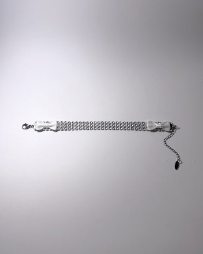 Vixen Sparkly White Bow Anklet 