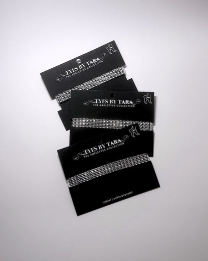 Three Pack of Vixen Sparkly Anklet with White Bows 