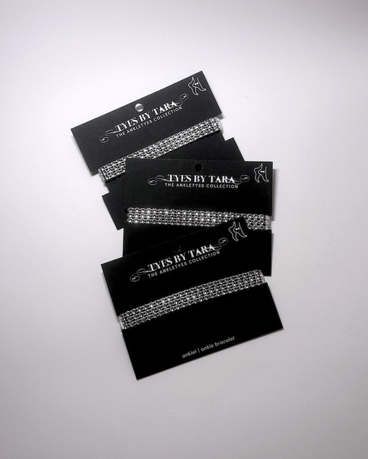 Three Pack of Vixen Sparkly Anklet with White Bows 