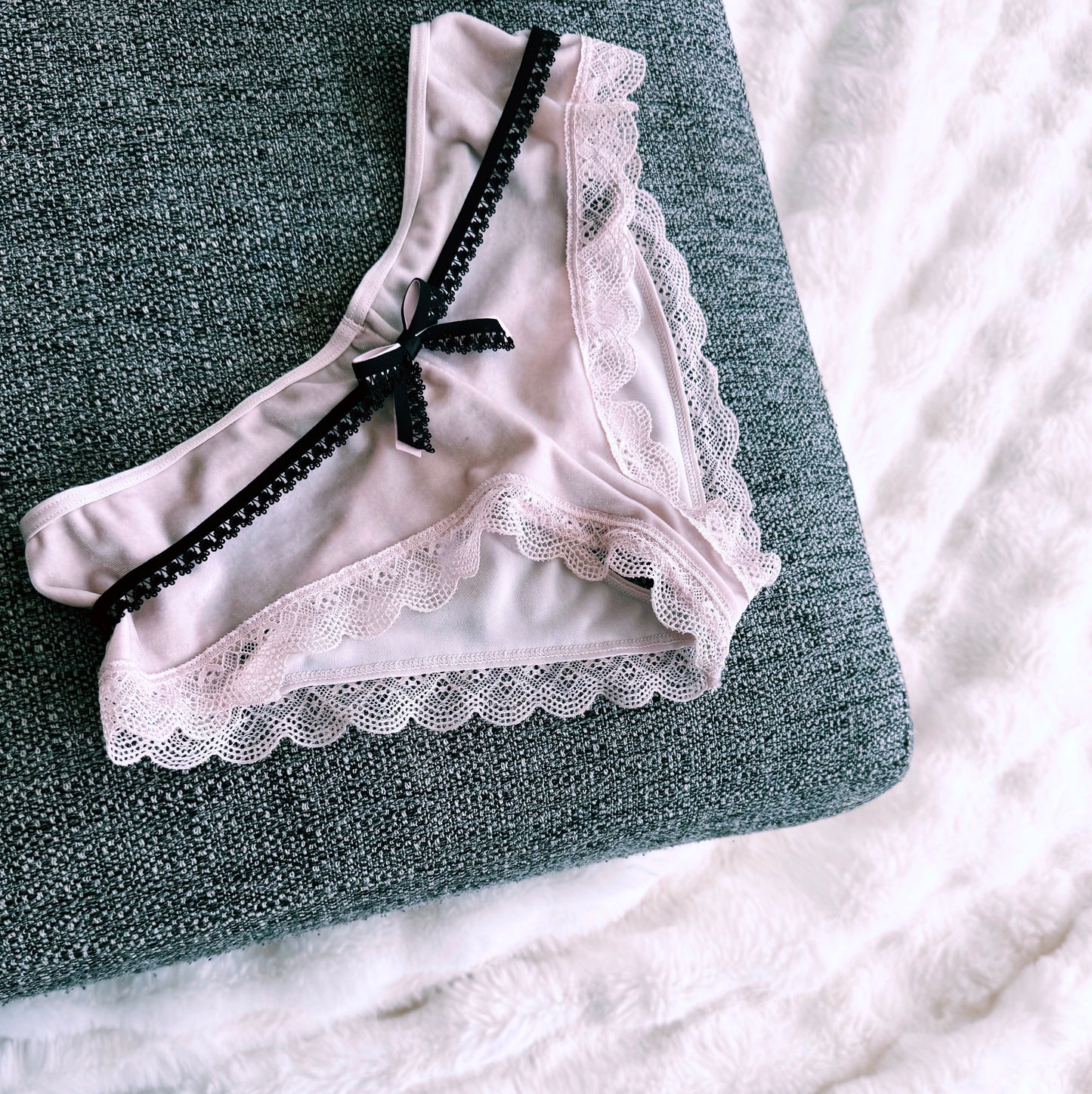 Pink Lingerie styled with the belle black bow belt
