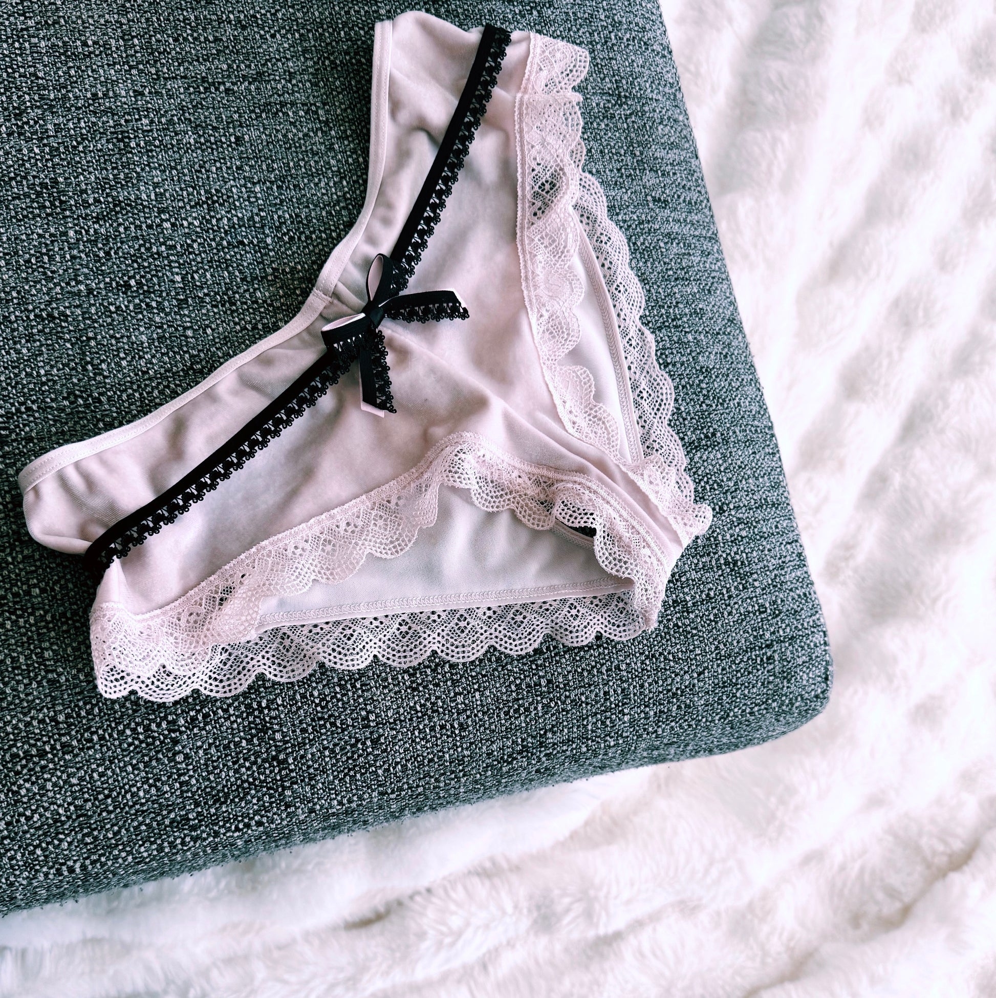 Pink Lingerie styled with the belle black bow belt