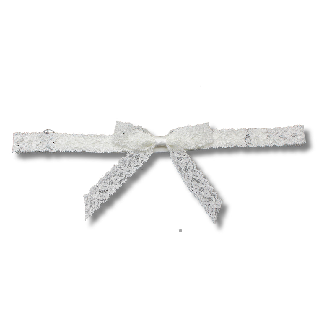White Lacy Bow Belt