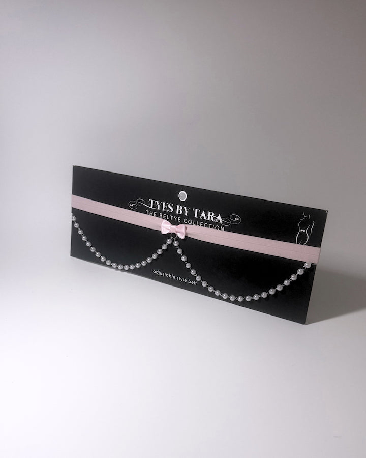 Centerfold Pink Bow Pearl Belt Black Card Packaging View