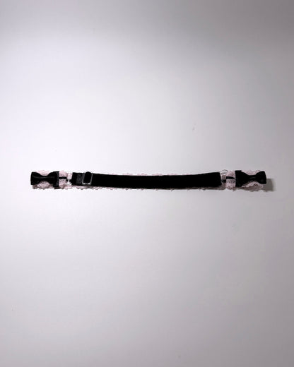 Chantilly Pink Lace Bow Belt with Black Bows